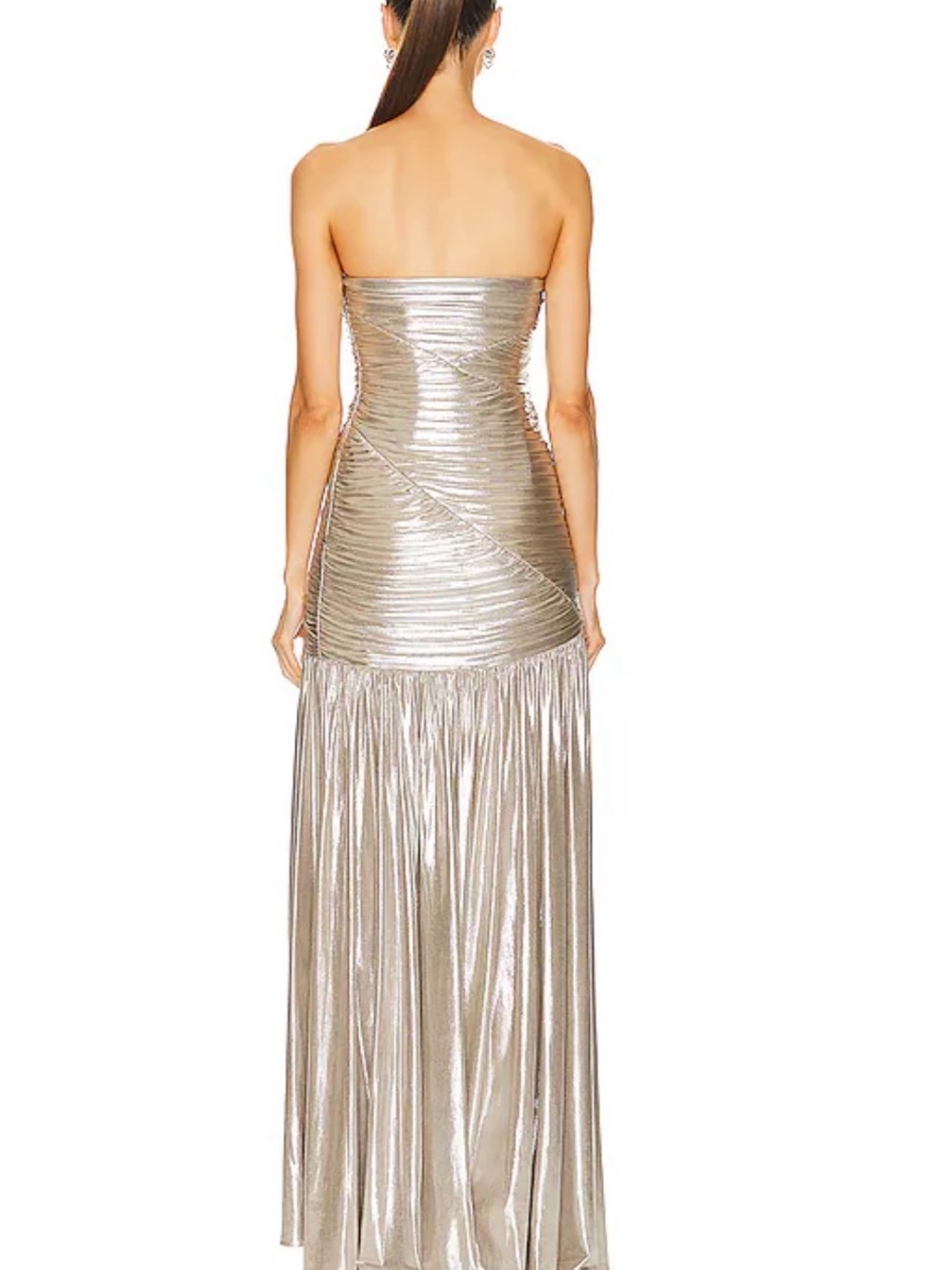 Retrofete Josie Strapless Ruched Metallic Gold Evening Gown size 4 - Picture 6 of 8